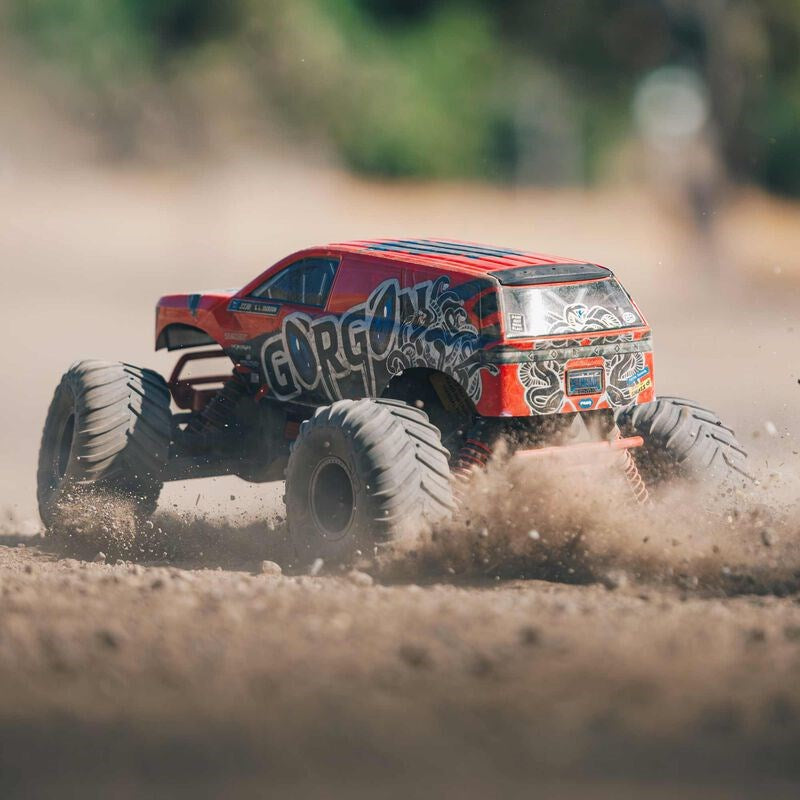ARRMA ARA3230ST1 1/10 Gorgon 4X2 Mega 550 Brushed Monster Truck RTR with Battery & Charger Red (8319058936045)