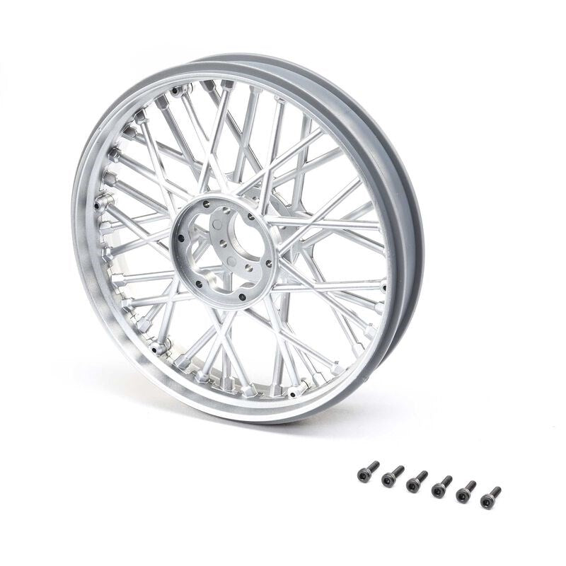 TLR LOSI LOS46002 Front Wheel Set Satin Chrome: Promoto-MX (8319107662061)