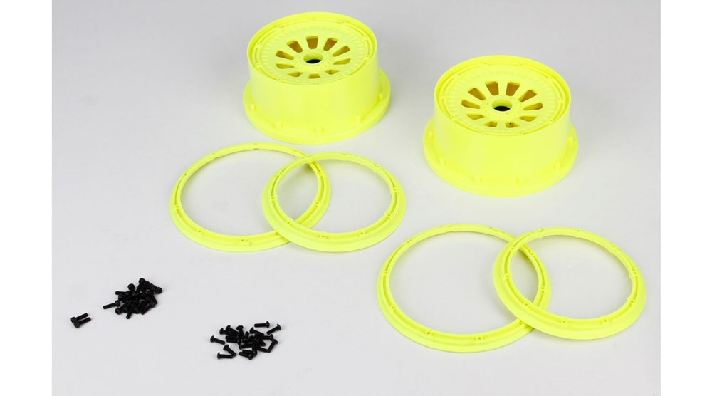 TLR LOSI LOSB7035 Wheel & Beadlock Set Rim set Flo Yellow (2) 5IVE-T (8319161860333)