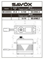 Savox SW-2290SG Brushless IP67 Water Proof Full CNC Servo 50kg/cm 0.13sec @ 7.4v 82g 40.3x20.2x38.7mm (8319185551597)