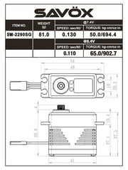 Savox SW-2290SG Brushless IP67 Water Proof Full CNC Servo 50kg/cm 0.13sec @ 7.4v 82g 40.3x20.2x38.7mm - Hobby City NZ