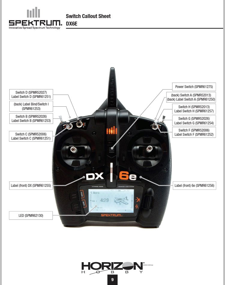 Spektrum SPMR52006 Dual Rate Switch Short Two Position DX7S (8319203115245)