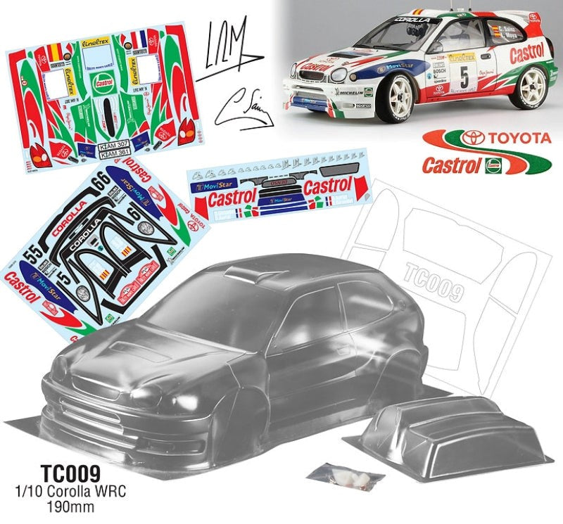 Team C Toyota Corolla WRC 239mm WB Castrol Decal Sheet RC Car Body 1/10 Scale