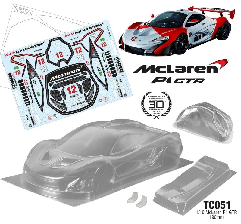 Team C Mclaren P1 GTR 190mm Senna Decal Sheet RC Car Body 1/10 Scale