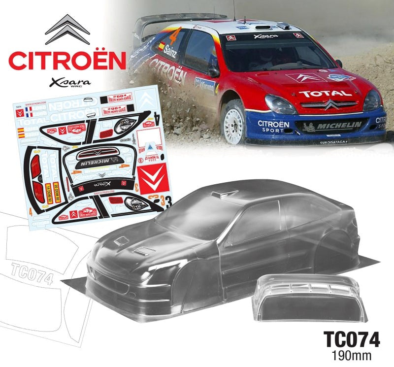 Team C Citroën Xsara WRC 190mm Wide RC Car Body 1/10 Scale