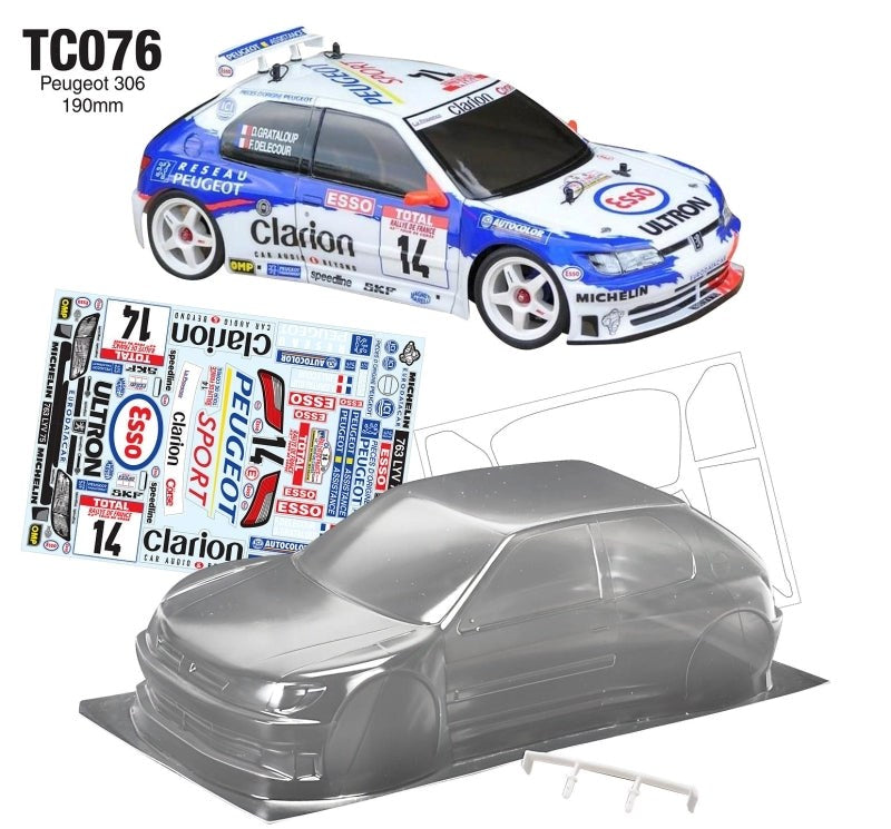 Team C TC076 1/10 PEUGEOT 306 WRC W/3D WING 190mm - Hobby City NZ