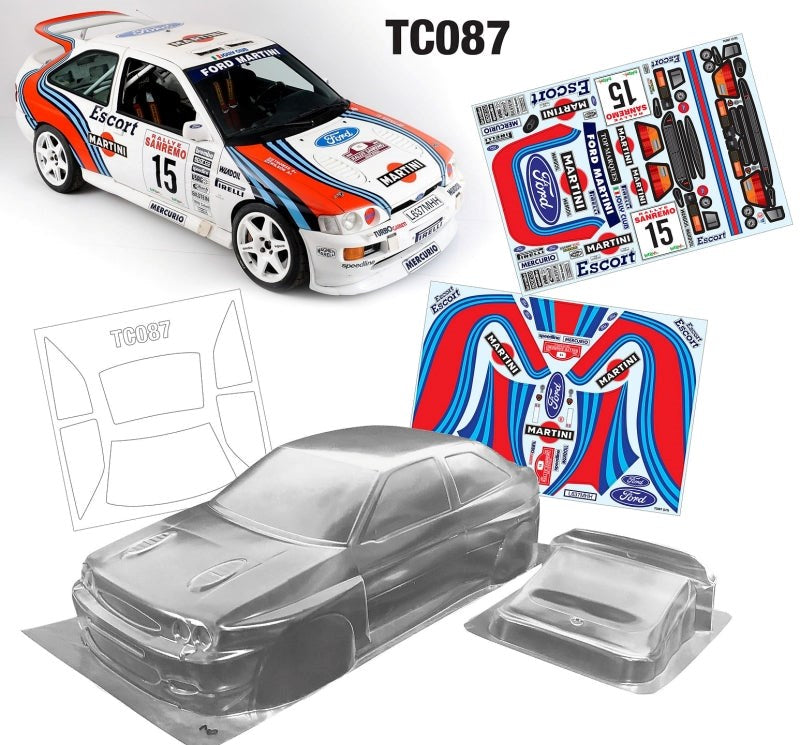 Team C Ford Escort Cosworth WRC 190mm Wide Martini Decal Sheet RC Car Body 1/10 Scale
