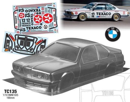 Team C TC135-T 1/10 BMW 635 190mm Clear Body with Texaco Decal Sheet - Hobby City NZ