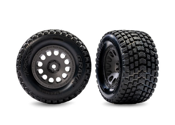 Traxxas 10772-GRAY Gray Front Mini XRT Wheels w/ Gravix Tires (2) (9070145339629)