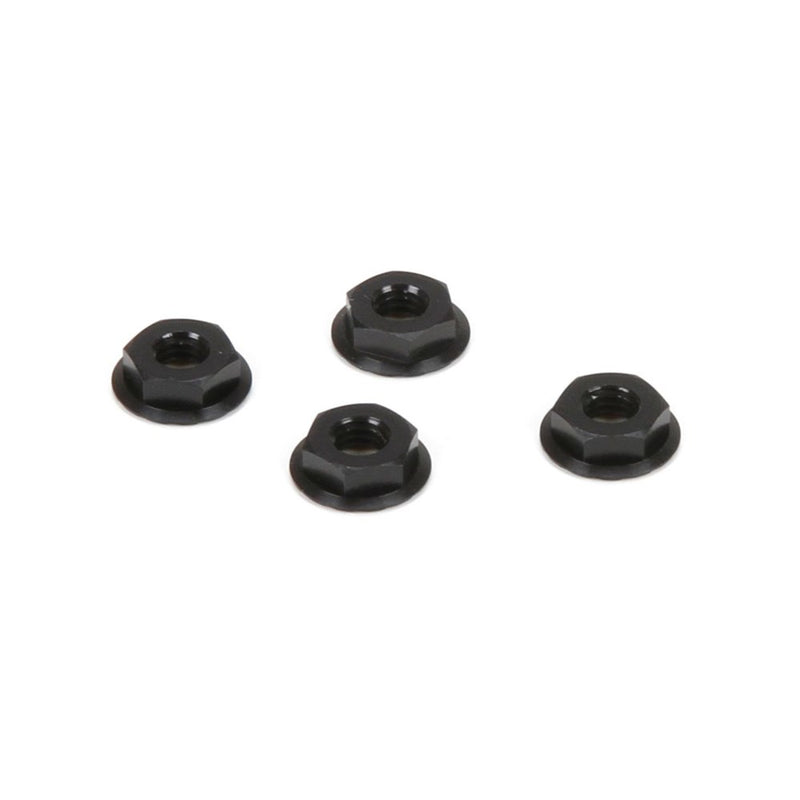 TLR LOSI TLR336003 M4 Aluminum Serrated Nuts Low Profile Black (4) - Hobby City NZ