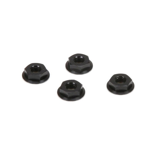 TLR LOSI TLR336003 M4 Aluminum Serrated Nuts Low Profile Black (4) - Hobby City NZ