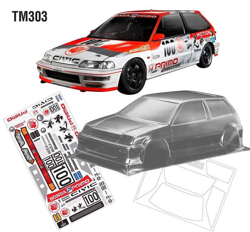 Team C Honda Civic 3rd Gen Mini M Chassis RC Car Body 1/10 Scale