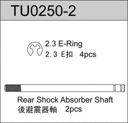 Team C TU0250-2 Big Bore Shock Absorber Shaft rear (2 pcs) - Hobby City NZ
