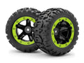 Blackzon Slayer MT Black/Green Assembled RC Wheel & Tyre Set