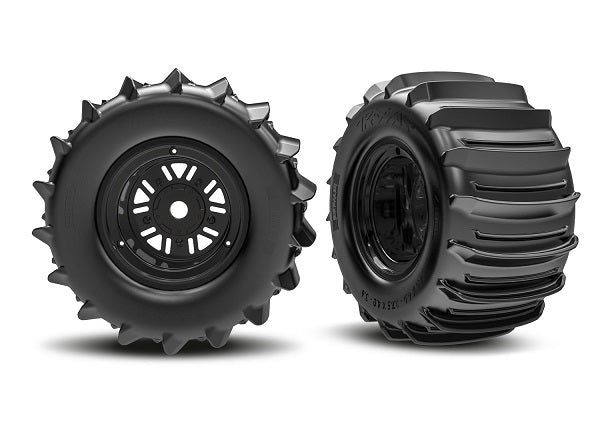 Traxxas 3.2 Funco Rear Wheels & Paddle Tires RC Wheel & Tyre Set 1/10 Scale