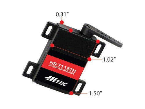 Hitec HS-7115TH HV Slim Wing Servo 6.0V 3.2kg/cm 0.12sec 7.4V 3.9kgcm 0.10sec 26x8x38mm 20g (8347089338605)