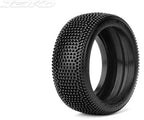 Jetko Block In White Dish Rim Ultra Soft Glued 1/8 Scale RC Wheel & Tyre Set (2)