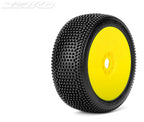 Jetko BLOCK IN 1/8 Buggy Dish Yellow Rim Super Soft Glued RC Wheel & Tyre Set