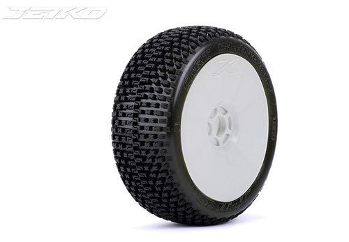 Jetko JKO1005DWSSG DIRT SLINGER: 1/8 Buggy/Dish/White Rim/Super Soft/Glued Pair (8347090583789)