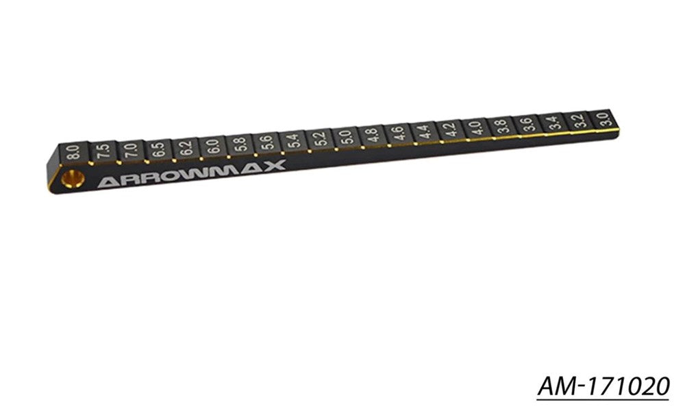 Arrowmax Ultra-Fine Chassis Ride Height Gauge 3-8mm Black & Gold Tool