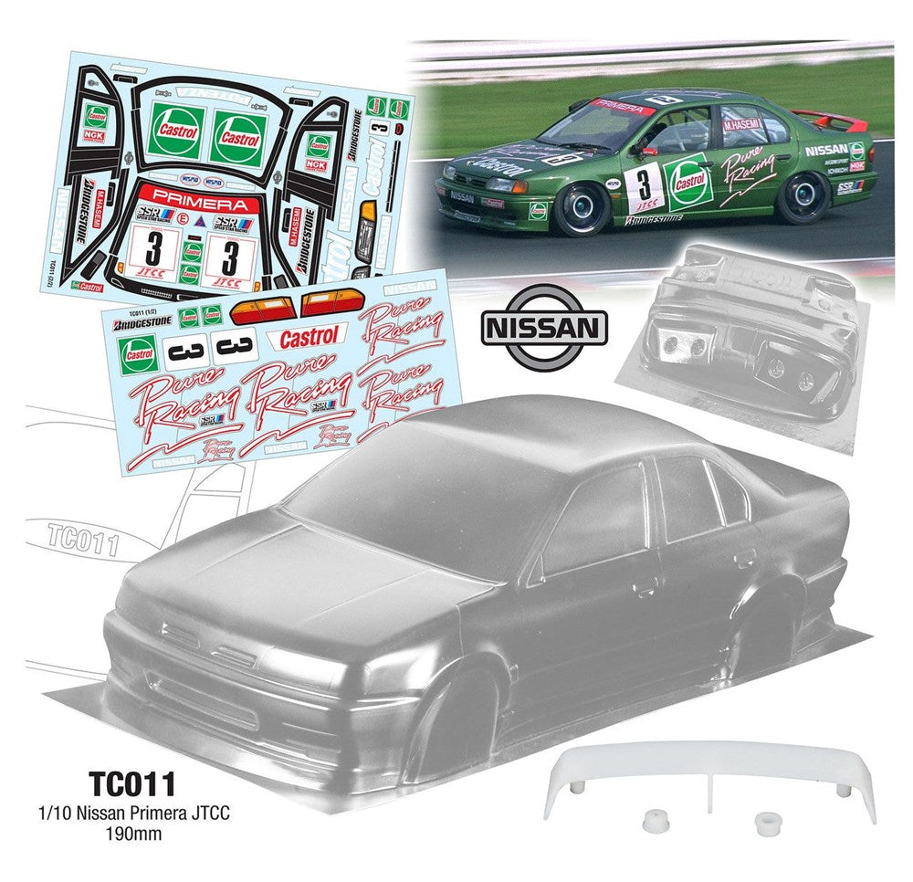 Team C TC011-CAS 1/10 Nissan Primera JTCC 190mm Castrol (8446603952365)