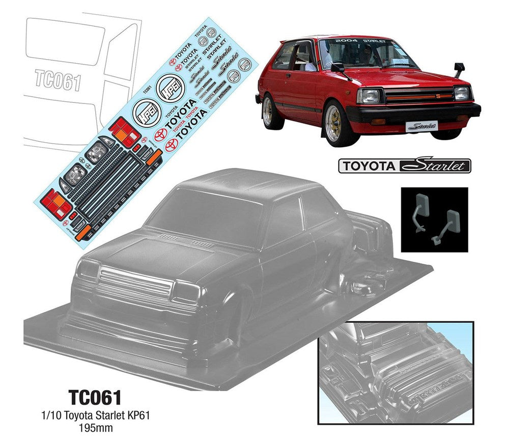 Team C TC061 1/10 Toyota Starlet KP61 WB 258mm Width 195mm (8446604181741)