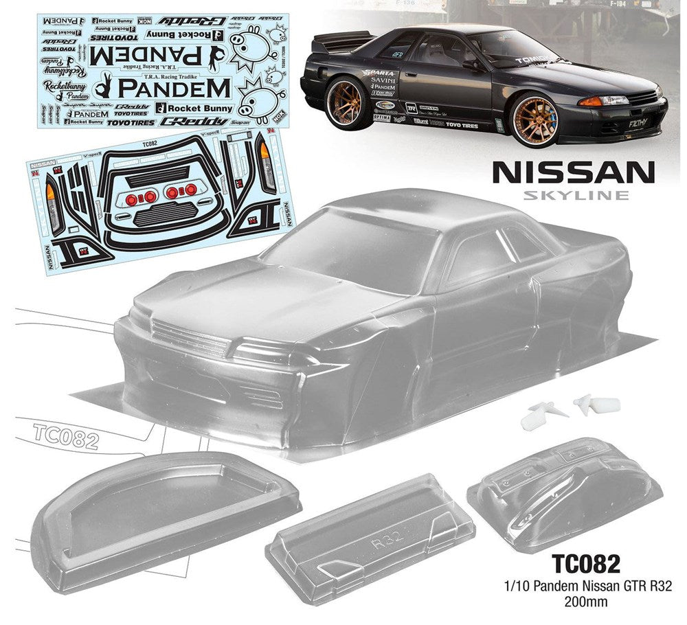 Team C TC082 TC082 1/10 Nissan R32 GTR 200mm Wide WB 258mm with R32 Pandem Decal Sheet (8446604214509)