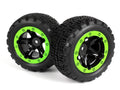 Blackzon Slyder ST Black/Green Assembled RC Wheel & Tyre Set