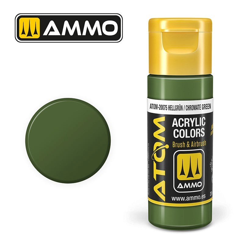 AMMO by Mig Jimenez ATOM-20075 Atom Color HellgrÃƒÆ’Ã†â€™Ãƒâ€šÃ‚Â¼n / Chromate Green 20ml
