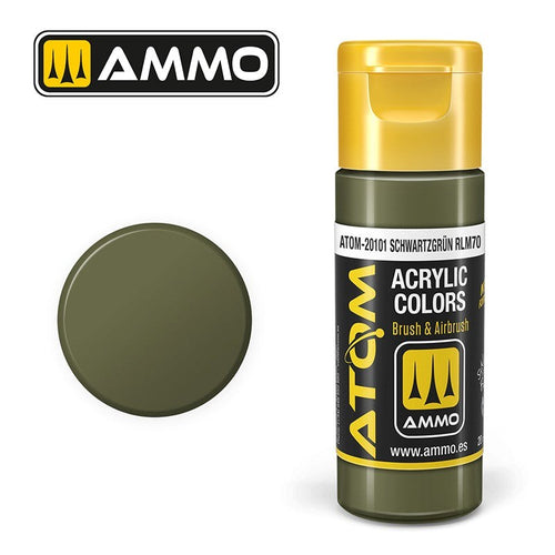 AMMO by Mig Jimenez ATOM-20101 Atom Color SchwartzgrÃƒÆ’Ã†â€™Ãƒâ€šÃ‚Â¼n Rlm70 20ml (8938437542125)