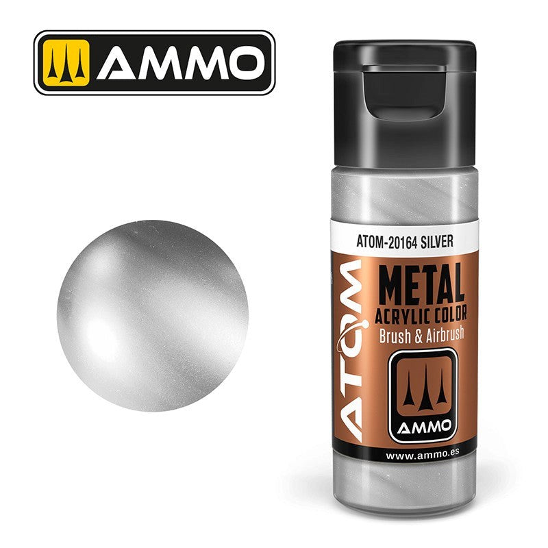 AMMO by Mig Jimenez ATOM-20164 Atom Color Metallic Silver 20ml
