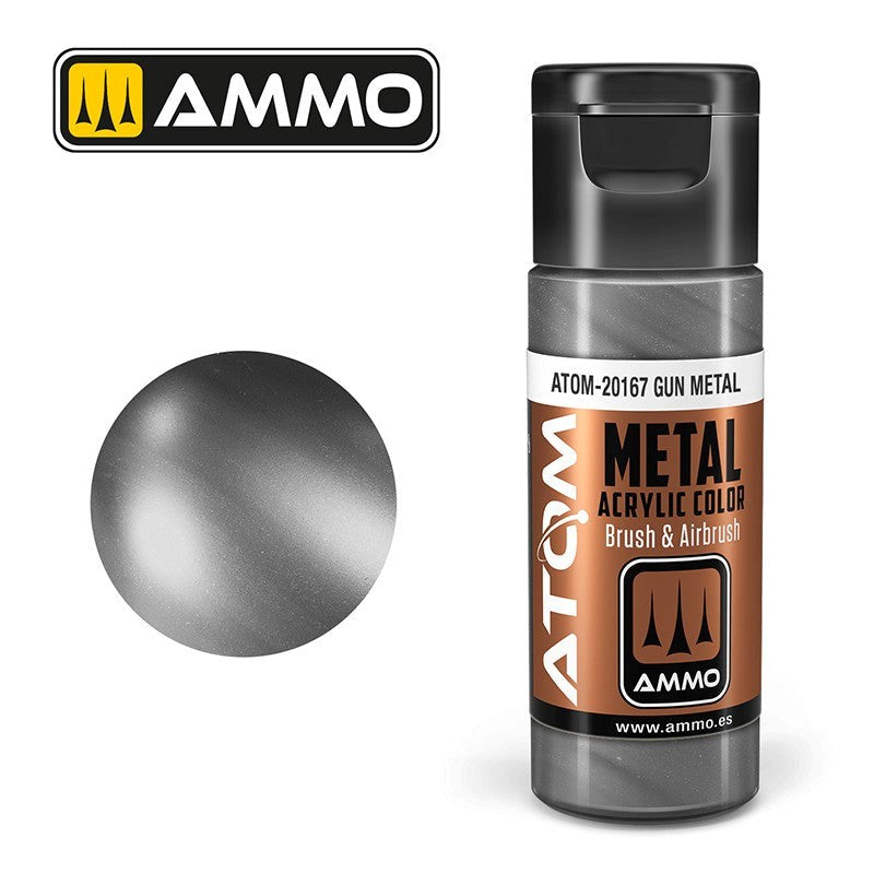 AMMO by Mig Jimenez ATOM-20167 Atom Color Metallic Gun Metal 20ml