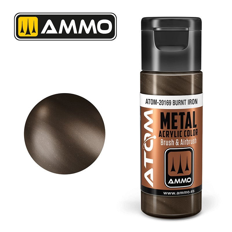 AMMO by Mig Jimenez ATOM-20169 Atom Color Metallic Burnt Iron 20ml