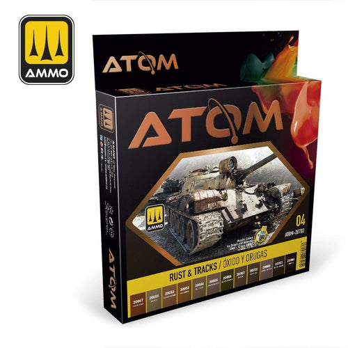 AMMO by Mig Jimenez ATOM-20721 Atom Color  Tyres And Rubber Rusty Tracks Set (8938444652781)