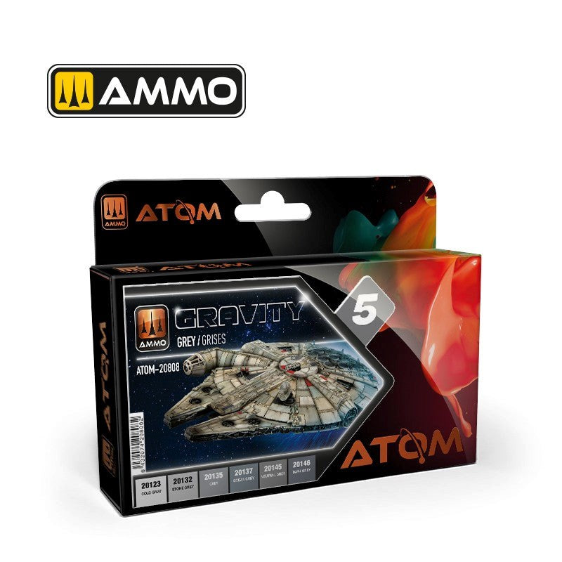 AMMO by Mig Jimenez ATOM-20808 Atom Color Gravity Set 5 Grey Set