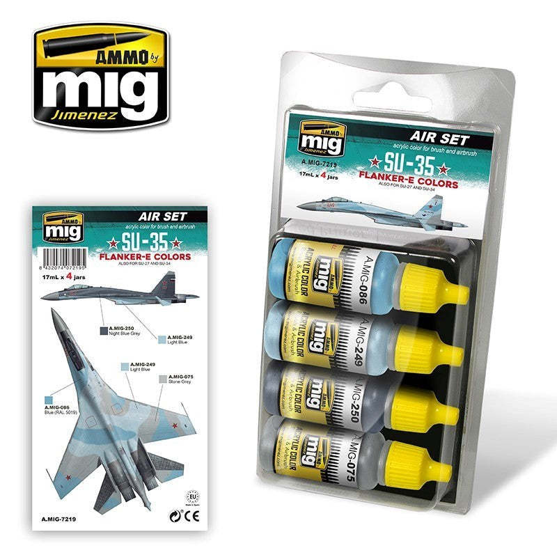 AMMO by Mig Jimenez ATOM-20902 Atom Color  Su-35 Flanker-E Colors Set (Also For Su-27 And Su-34) (8938445734125)