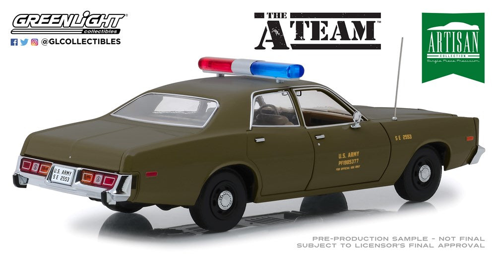 Greenlight 1977 Plymouth Fury- US Army 1/18