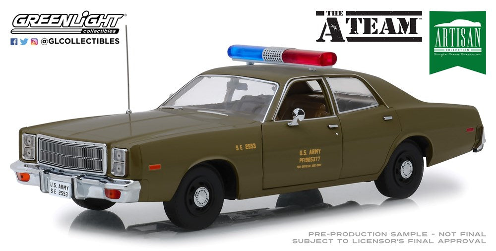 Greenlight 1977 Plymouth Fury- US Army 1/18 (2)