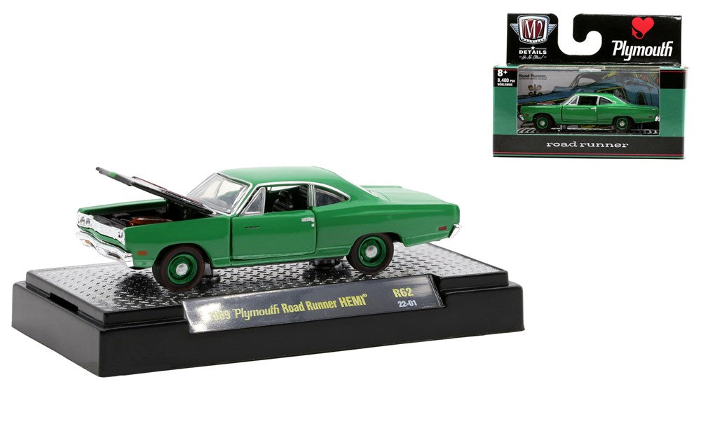 M2 Machines M2-32600-62A 1/64 1969 Plymouth Road Runner HEMI (8867968254189)