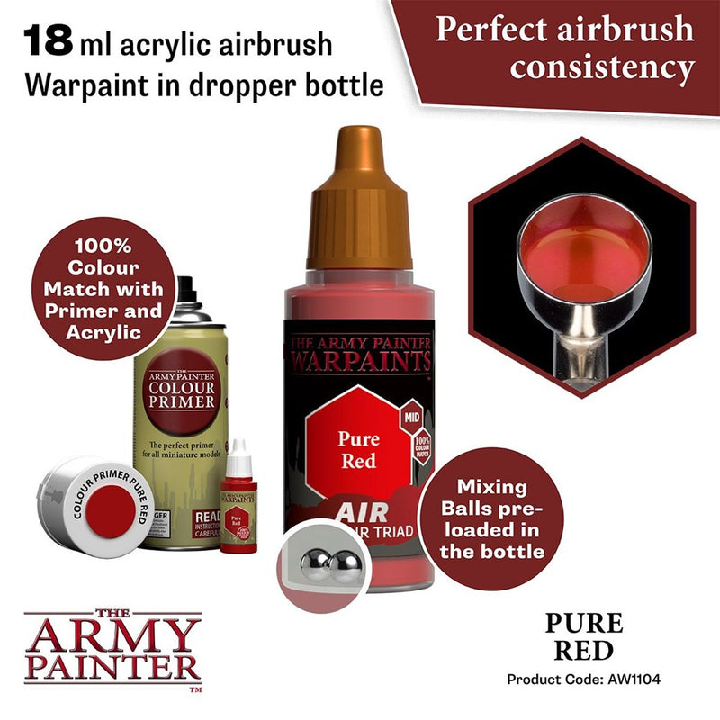 Army Painter AW1104 Warpaints Air Pure Red Acrylic Paint 18ml