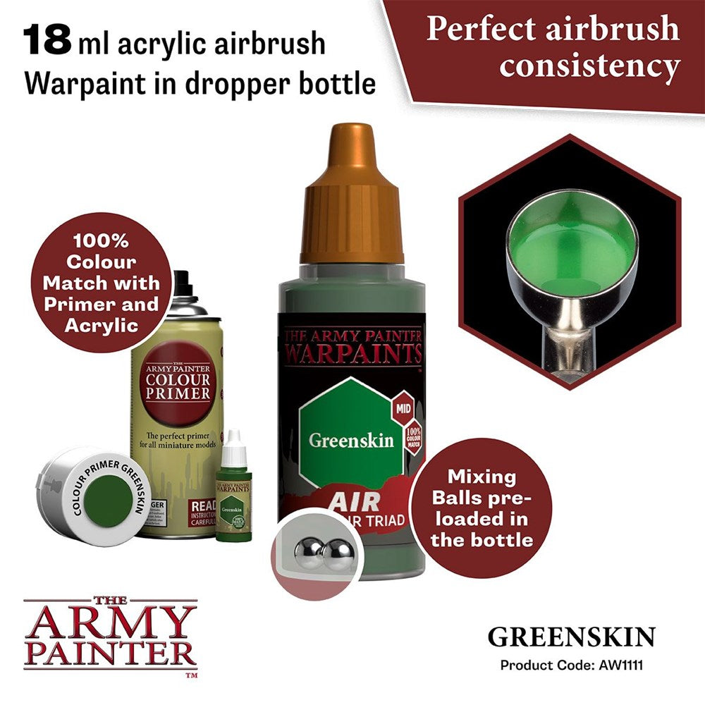 Army Painter AW1111 Warpaints Air Greenskin Acrylic Paint 18ml (8938212425965)