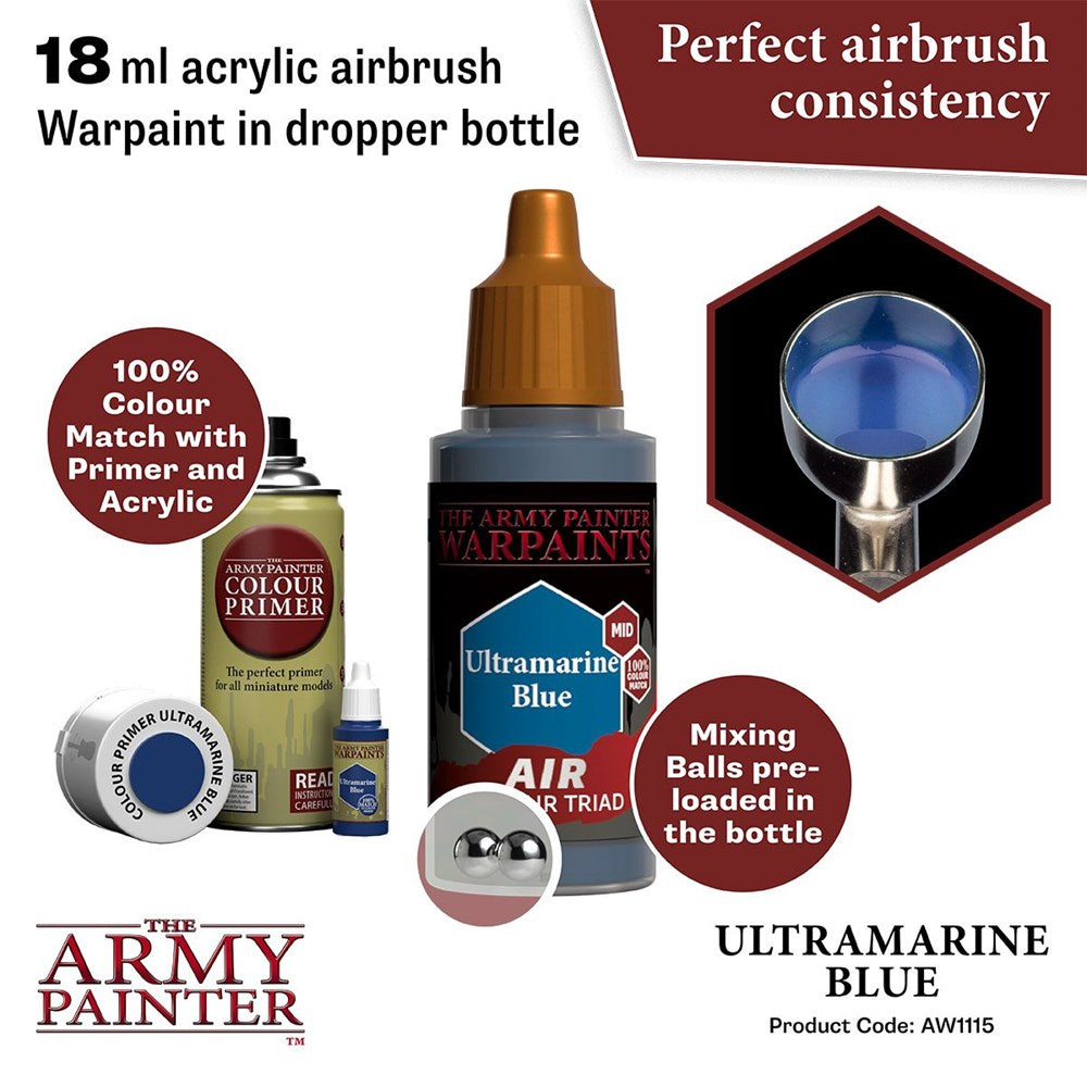 Army Painter AW1115 Warpaints Air Ultramarine Blue Acrylic Paint 18ml (8938212720877)