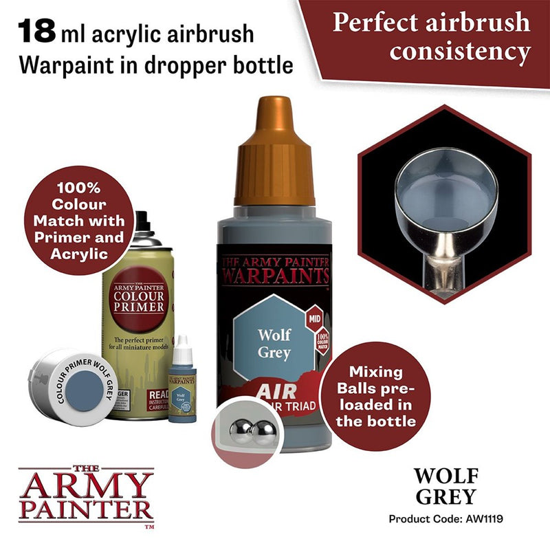 Army Painter AW1119 Warpaints Air Wolf Grey Acrylic Paint 18ml