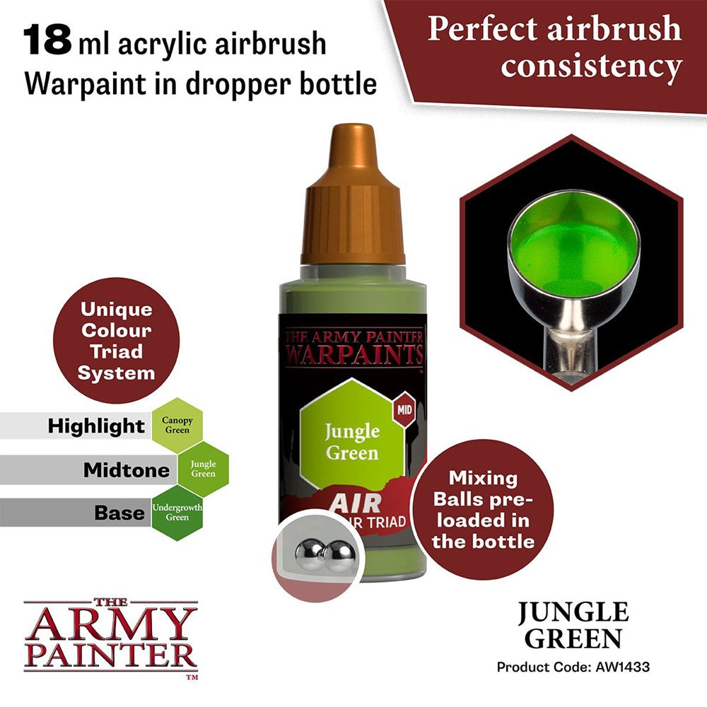 Army Painter AW1433 Warpaints Air Jungle Green Acrylic Paint 18ml (8938217570541)