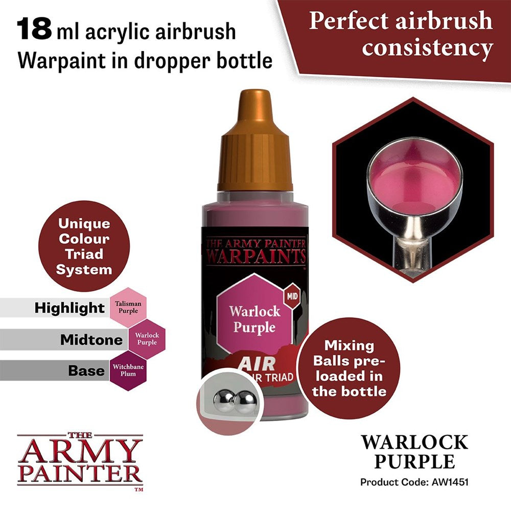 Army Painter AW1451 Warpaints Air Warlock Purple Acrylic Paint 18ml (8938219372781)