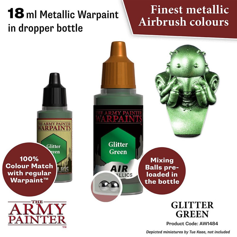 Army Painter AW1484 Metallics Air Glitter Green Acrylic Paint 18ml