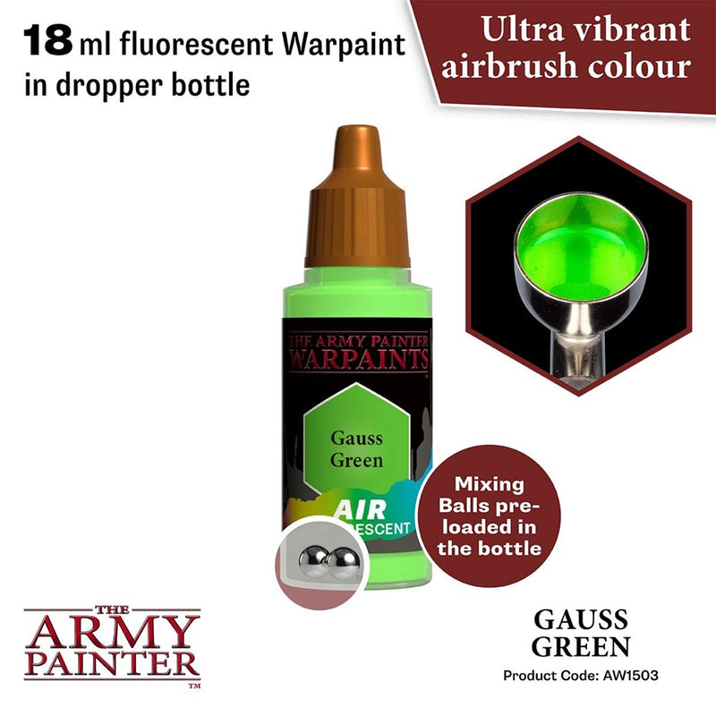Army Painter AW1503 Metallics Air Gauss Green Fluo Acrylic Paint 18ml
