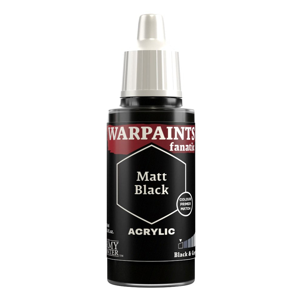 Army Painter WP3001 Warpaints Fanatic Matt Black 18ml (8938231628013)