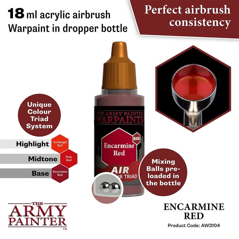 Army Painter AW3104 Warpaints Air Encarmine Red Acrylic Paint 18ml