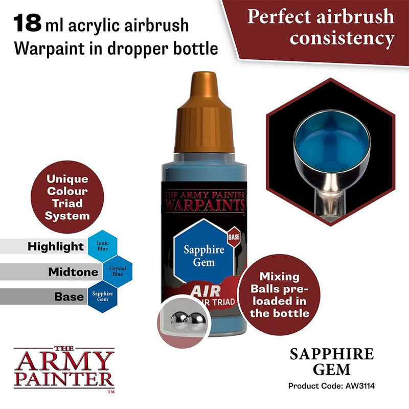 Army Painter AW3114 Warpaints Air Sapphire Gem Acrylic Paint 18ml